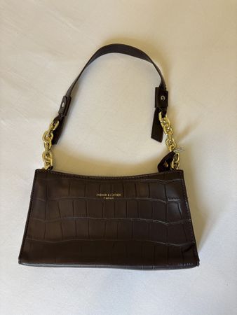 Sac à main marron effet croco shein