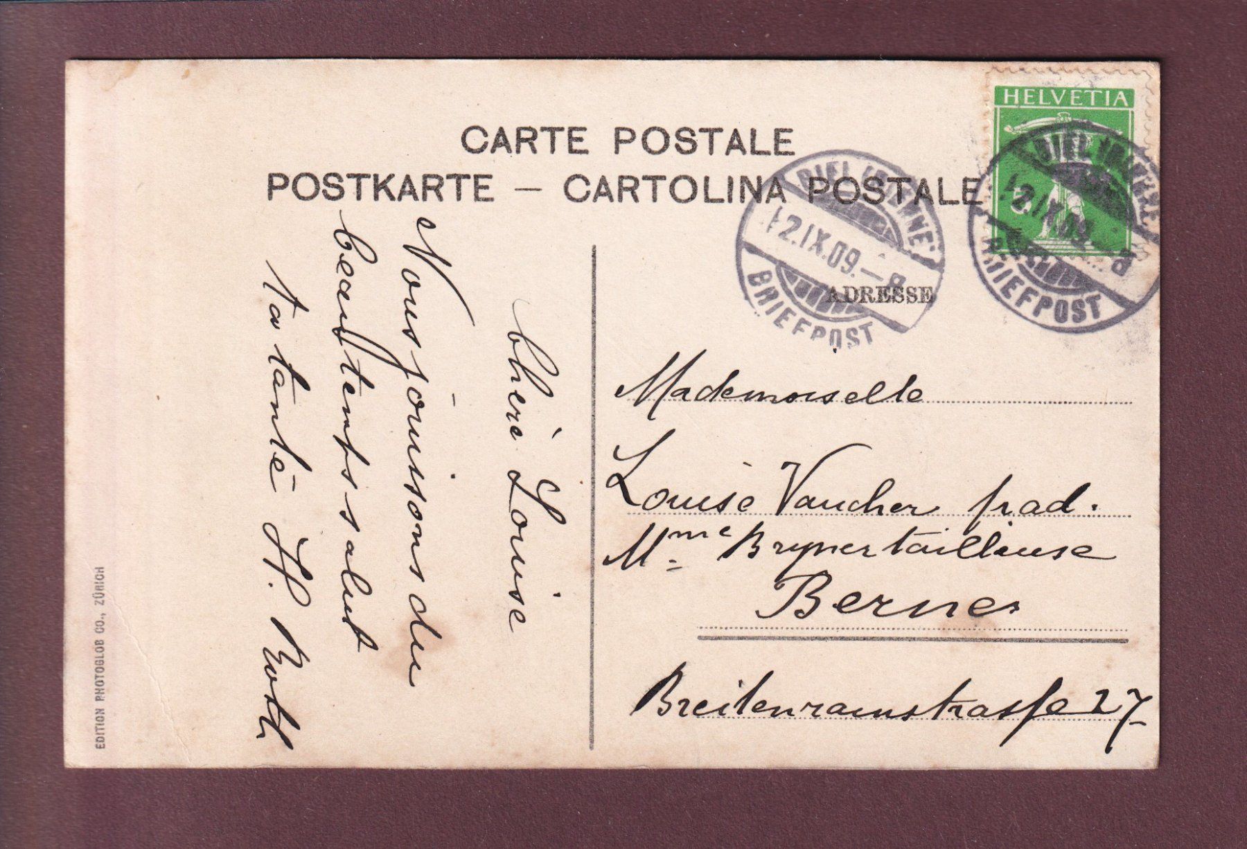 Cartoline postali: BIEL - Taubenloch - 1909 – Usato da Pully venduto da nicecards 1