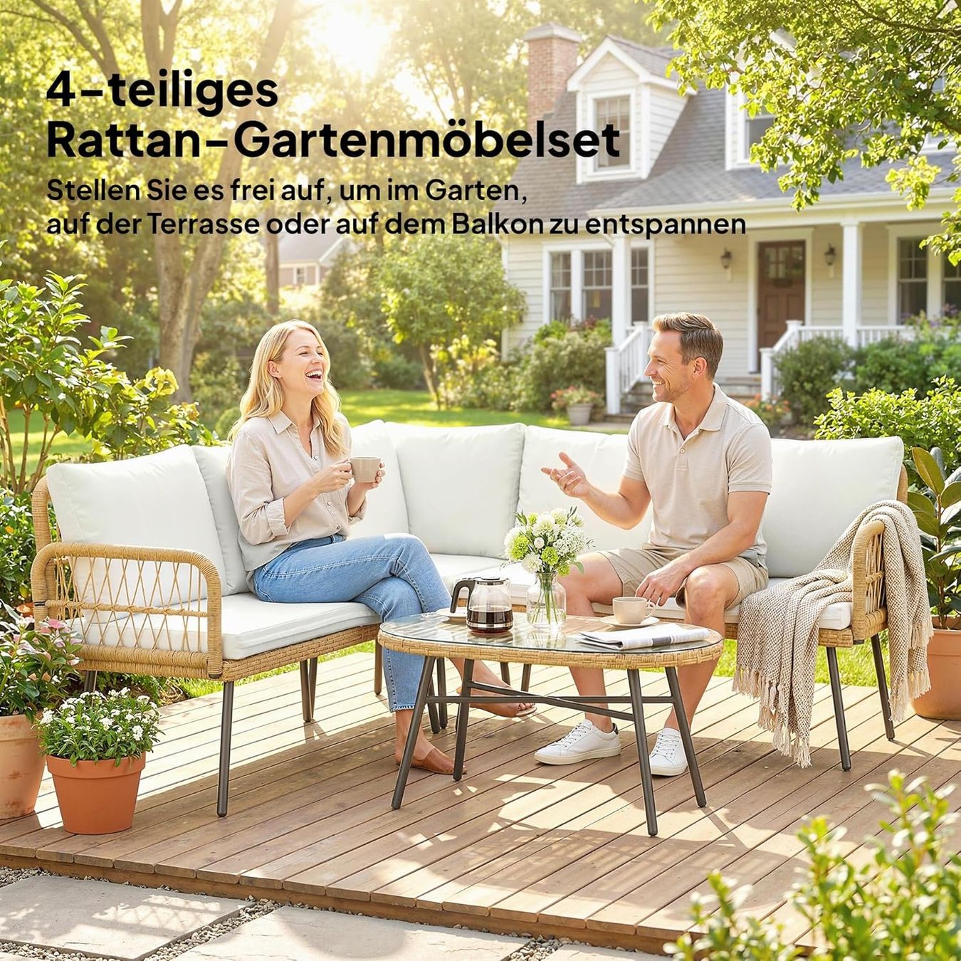 Set di tavolo e panche: Polyrattan Gartenmöbel Set 4-teilig – Nuovo e nell'imballaggio originale da Gränichen venduto da omniadeals 6