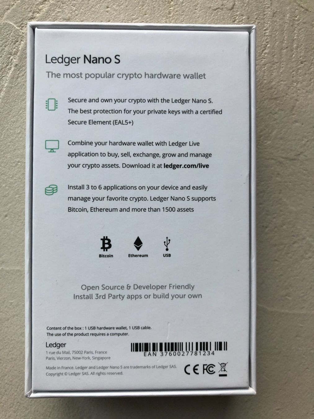 Coin Miner: Ledger Nano S - Cryptocurrency harware wallet – Nuovo e nell'imballaggio originale da Thalwil venduto da Sommerwende 3