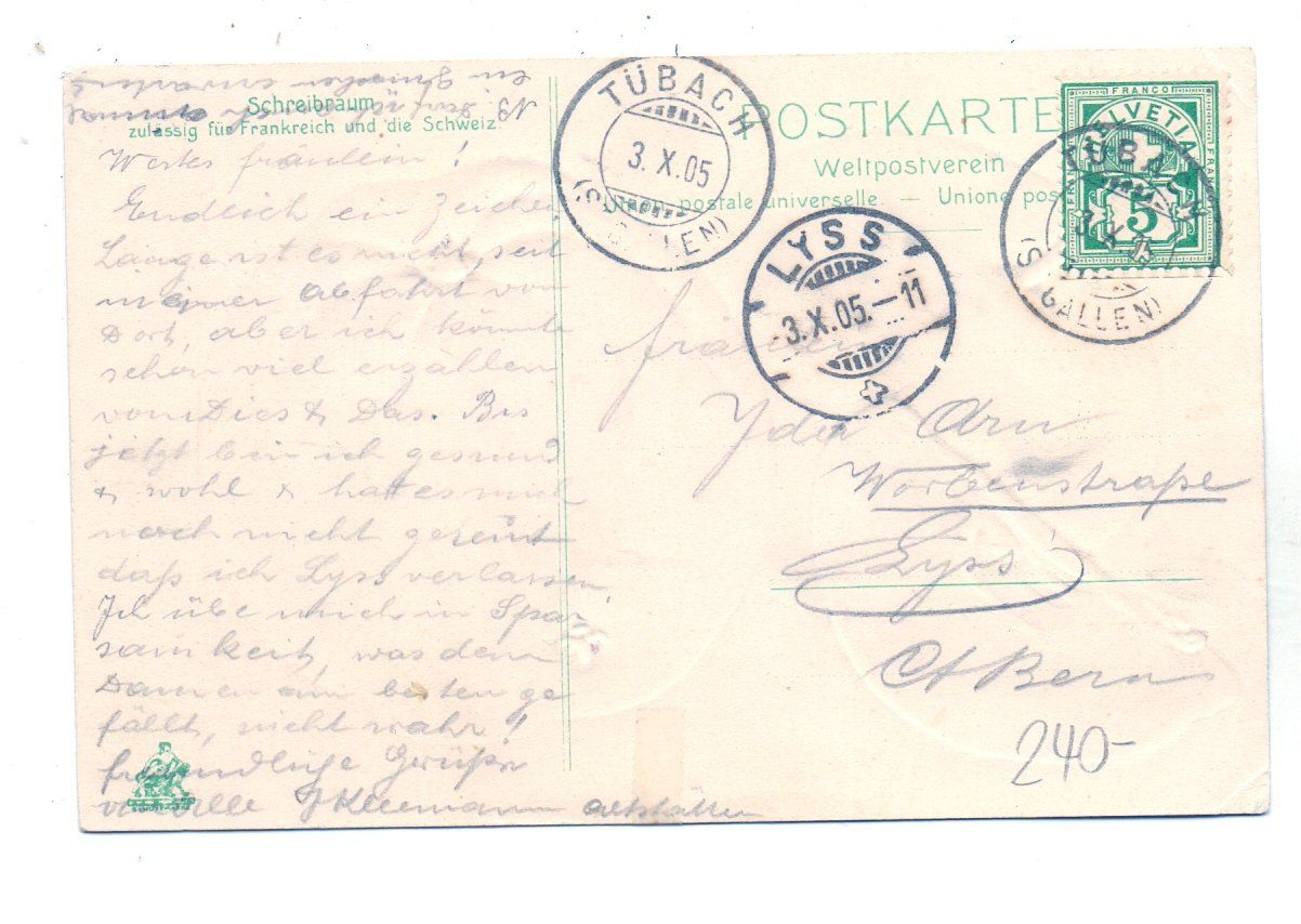 Cartoline postali: Gruss aus Tübach - Litho von  1905 – Usato da Tagelswangen venduto da Miski 1