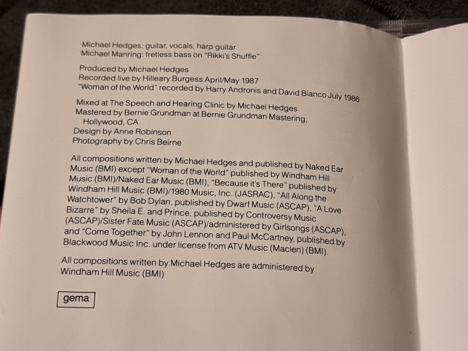 CDs: Michael Hedges : Live on the Double Planet (CD) Gitarre – Gebraucht aus Villigen von Tschachtlan 5