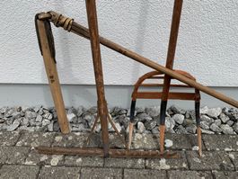 Antike Heugabel, Rechen, Dreschflegel