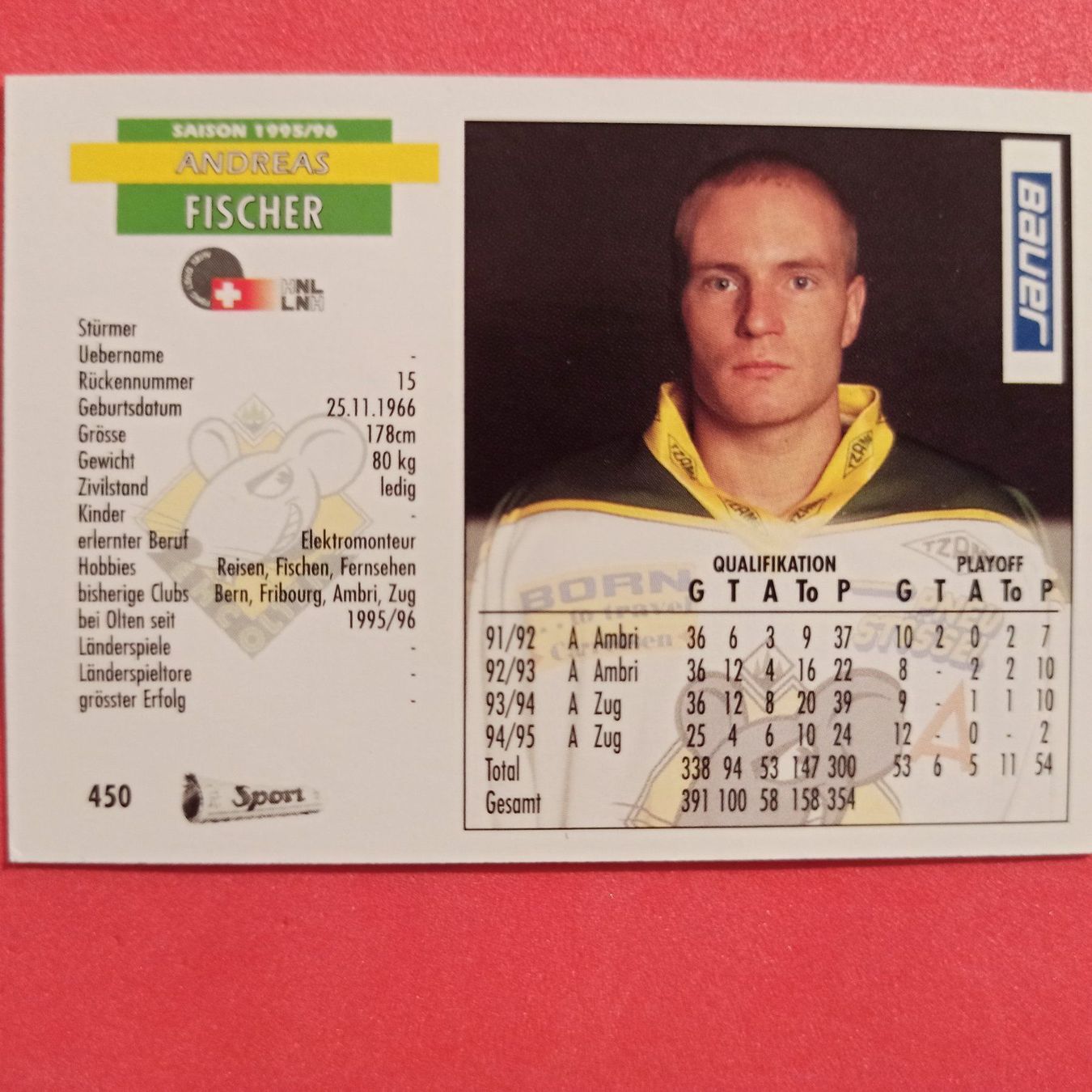 Carte collezionabili: Andreas Fischer - EHC OLTEN - 1995/96 – Usato da Dübendorf venduto da kb86_MOVIE 1