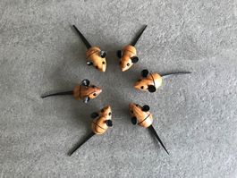 6 souris porte-nom/carte en bois d’olivier faits main