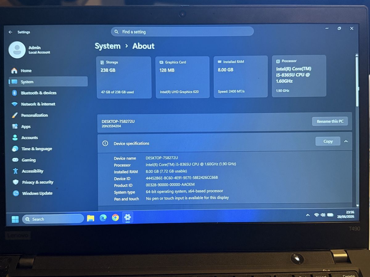 Lenovo Notebook: Lenovo T490 - Windows 11 -Office Pro 2021 – Usato da Avenches venduto da ram_8p2p