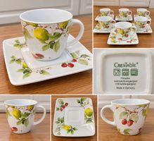 CreaTable Porzellan Kaffee-/Tassenset – 6 Tassen + 6 Unterta