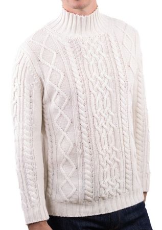 Balldiri Kaschmir Pullover Herren 3XL Stehkragen Zopf 10-fäd