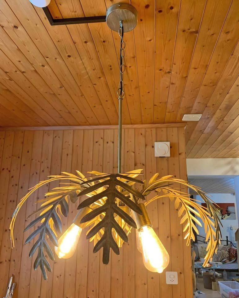 Lampadari & plafoniere: Goldene Hängelampe mit Palmblättern – Usato da Worb venduto da KhaosPrinzesSin