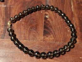 Rauchquarz Kette mit 750 Gold Verschluss