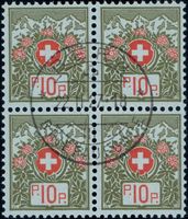 Portofreiheit 1911, Viererblock 5B gestempelt, 360.-