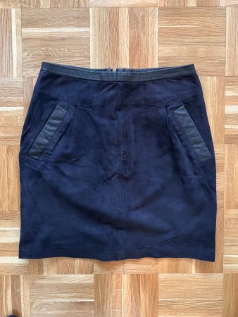 Jupe Kookai en daim violet sombre et cuir noir taille 36