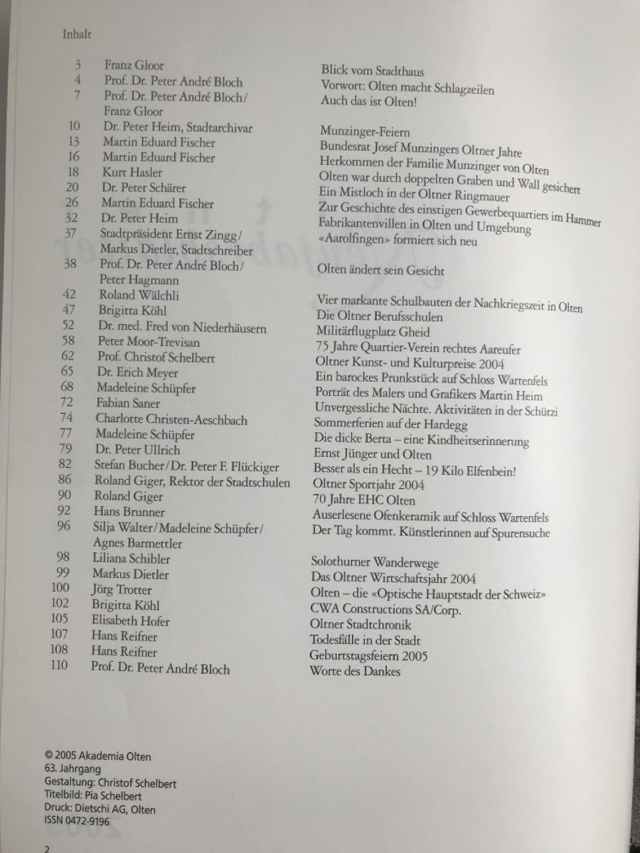Libri: OLTEN NEUJAHRSBLÄTTER VON 2005 – Usato da HÄGENDORF venduto da kusi113 1