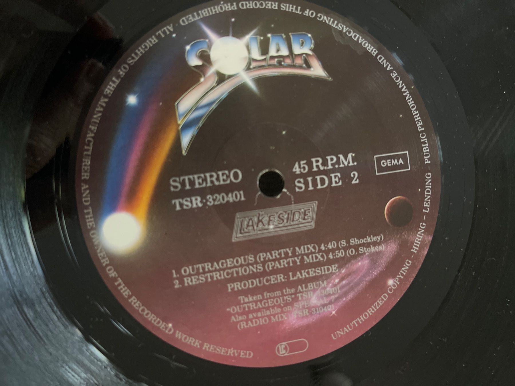 Dischi in vinile: A662/Solar - Lakeside - Outrageous – Usato da Frutigen venduto da Philippe_jsp 2