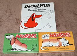 3 HUNDE COMIC BÜCHER … DACKEL WILLI...2x WURZEL …1983-1985 …