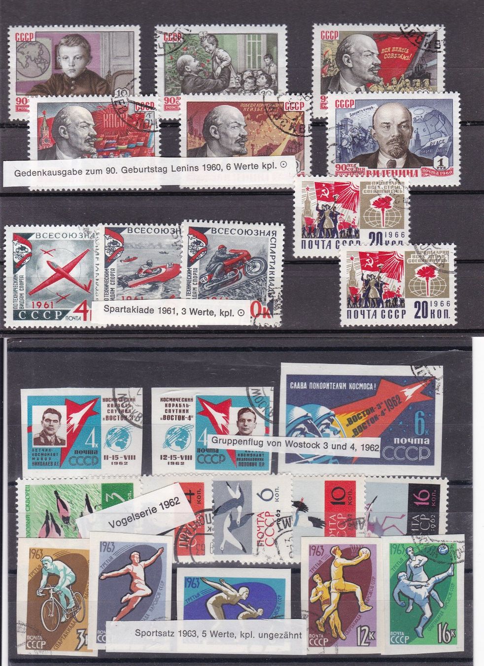 Tutti i francobolli: 10 Briefmarken-Steckkarten "Sowjetunion, UDSSR" – Usato da Münchwilen AG venduto da Nesar 2