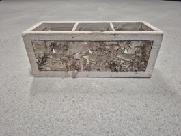 Rustikales Teelichthalter-Set, Holz, 3 Sterne, Winter