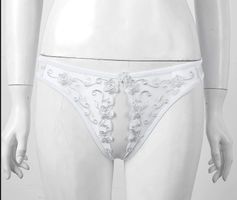 NEUER String ouvert uni weiss mit Spitze Gr. XS & S - 223039