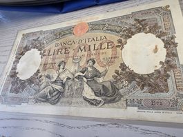 Italienische Banknote 1000 Lire 1926 Sammlungsobjekt