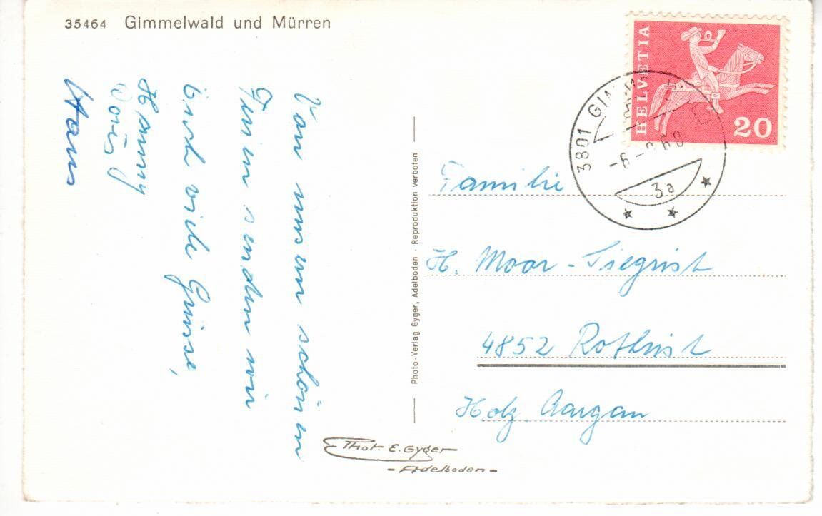 Cartoline postali: Gimmelwald und Mürren – Usato da Wolhusen venduto da Curver9 1