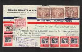 Air - Mail Colombia - Nanterre (Francia) , gel. 23.8.1939