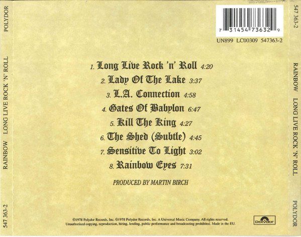 CD: Rainbow – Long Live Rock 'N' Roll - Vergriffen - b – Usato da Brittnau venduto da Zibu 1