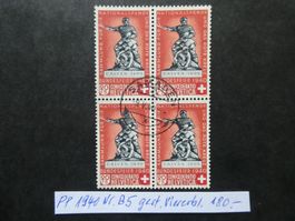 Pro Patria 1940 Nr. B5 gestempelter Viererblock