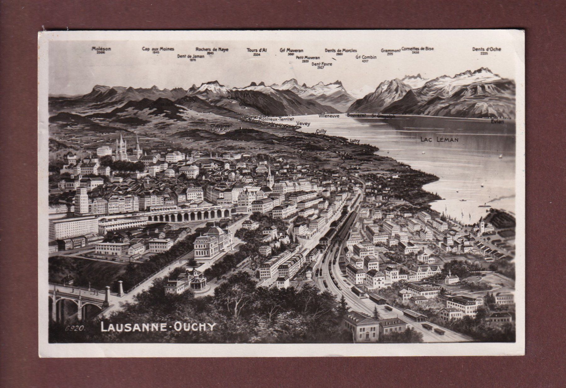 Ansichtskarten: LAUSANNE-OUCHY - Panorama - 1932 – Gebraucht aus Pully von nicecards