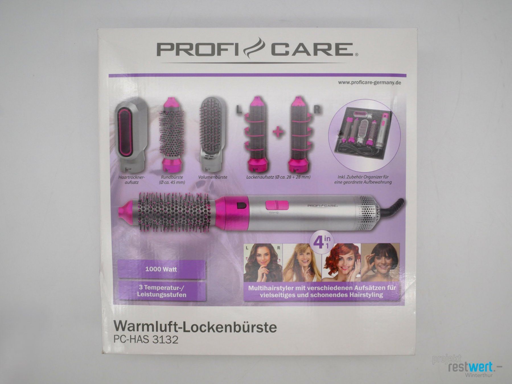 Haarpflegeprodukte: PROFICARE Warmluft-Lockenbürste, Grau-Pink – Neu (gemäss Beschreibung) aus Winterthur von Restwert_Winterthur 5