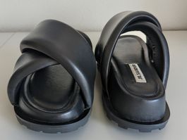 Jil Sander black leather slides /  slippers/ size 37