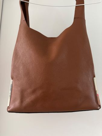 Edle Handtasche aus Leder, Cognac Braun