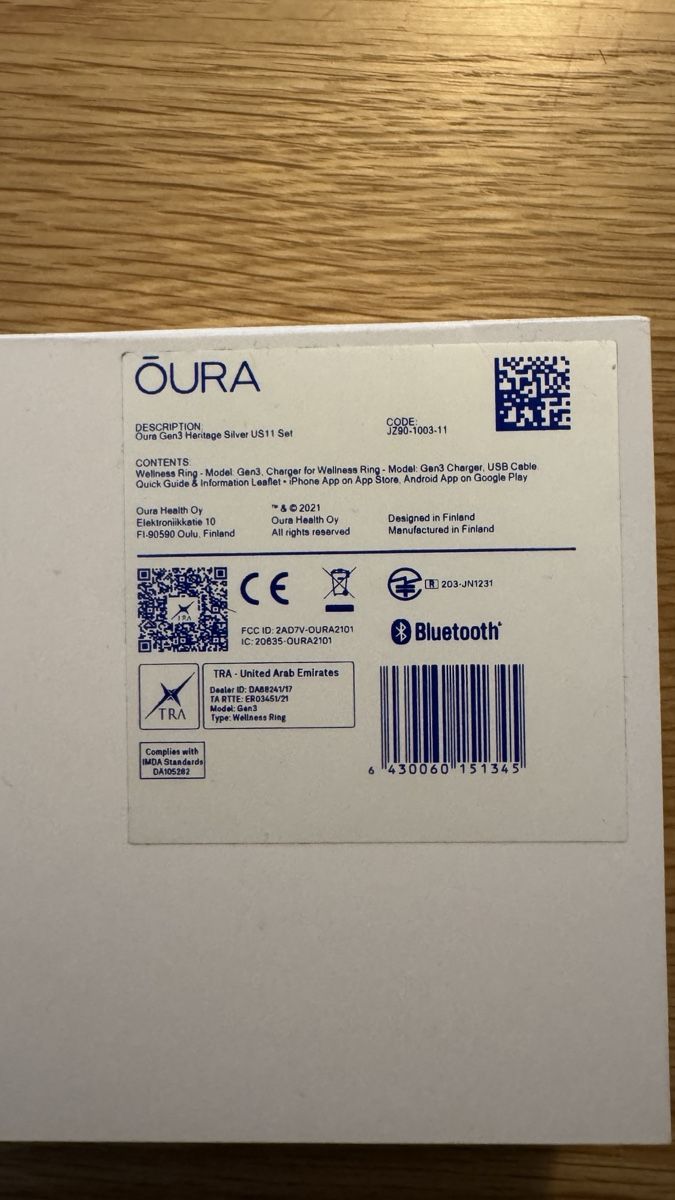 Oura Anelli: Oura Ring Gen3 Heritage Silber Grösse 11 – Nuovo (secondo la descrizione) da Zürich venduto da bikeamme1 1