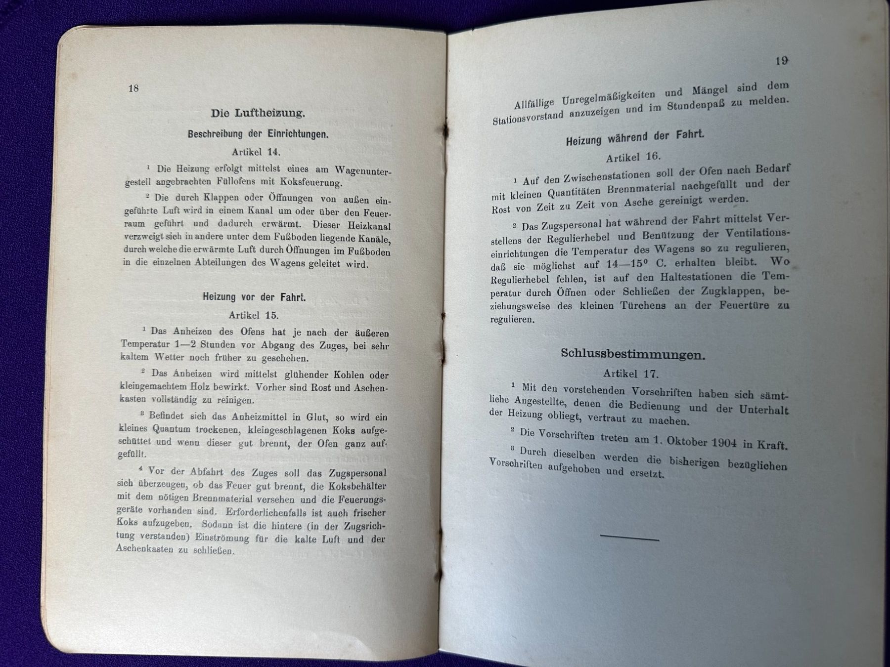 Documents: SBB, Uraltes SBB-Reglement (1904) – D'occasion à Zürich par Linthi1 8
