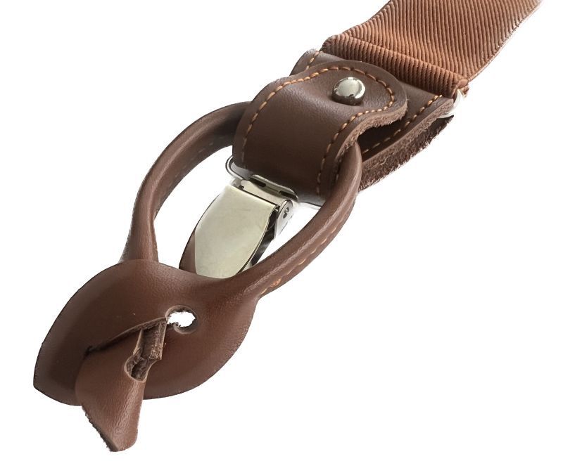 Altro in  Abbigliamento & Accessori: Hosenträger mit 3 Leder, 3 Knöpfe + 3 Clipse hellbraun – Nuovo e nell'imballaggio originale da Gächlingen venduto da Hosentraeger.shop 2