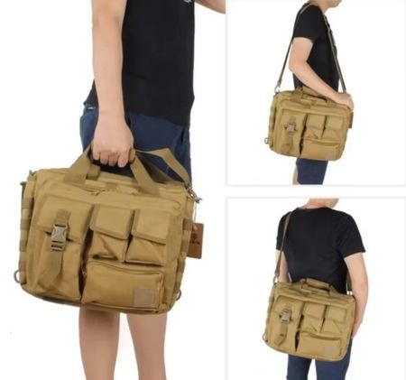 Robuste Umhängetasche in Khaki, für Laptop, Tablet, usw.
