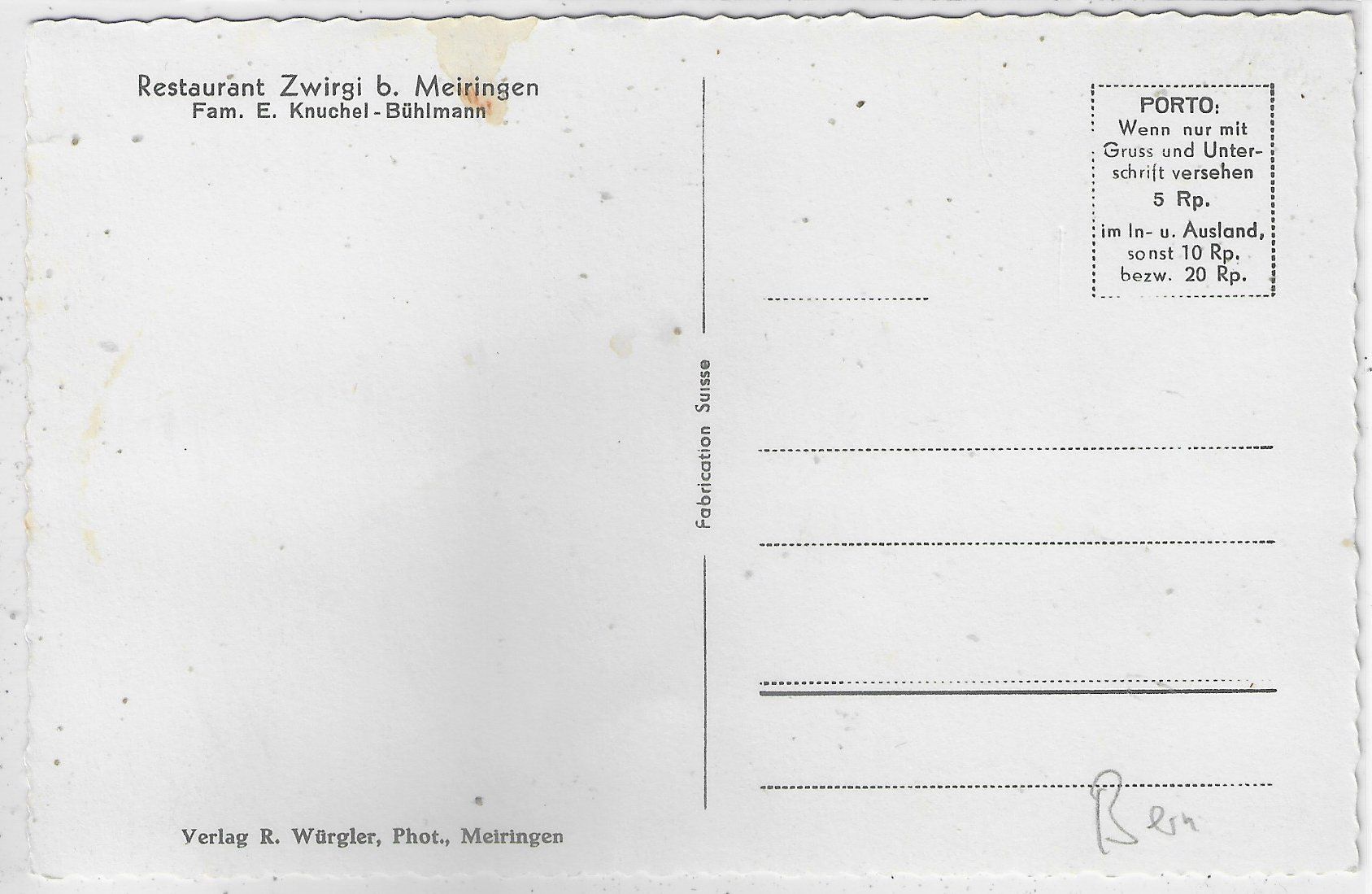 Cartoline postali: Restaurant Zwirgi b. Meiringen – Usato da Ettingen venduto da Kartenplanet 1
