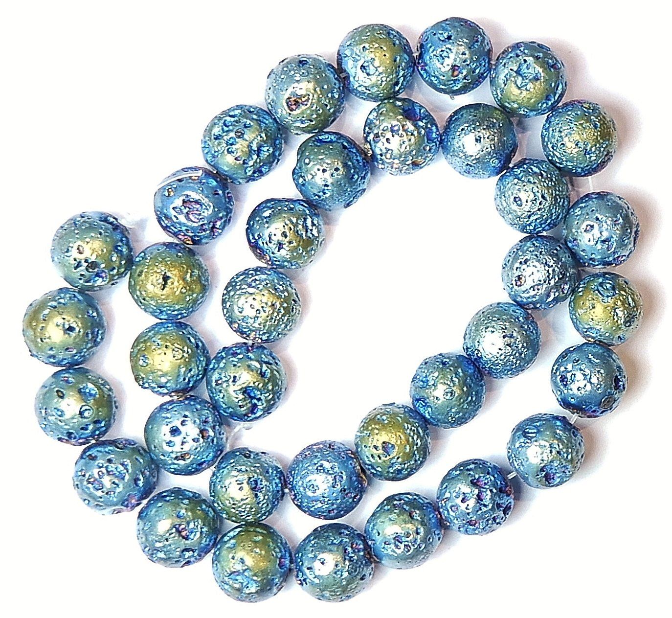Catenine: 1 Strang Titanium bedampfte echte Lava Perlen 10 mm – Nuovo (secondo la descrizione) da Müllheim Dorf venduto da GUENI01