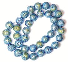 1 Strang Titanium bedampfte echte Lava Perlen 10 mm