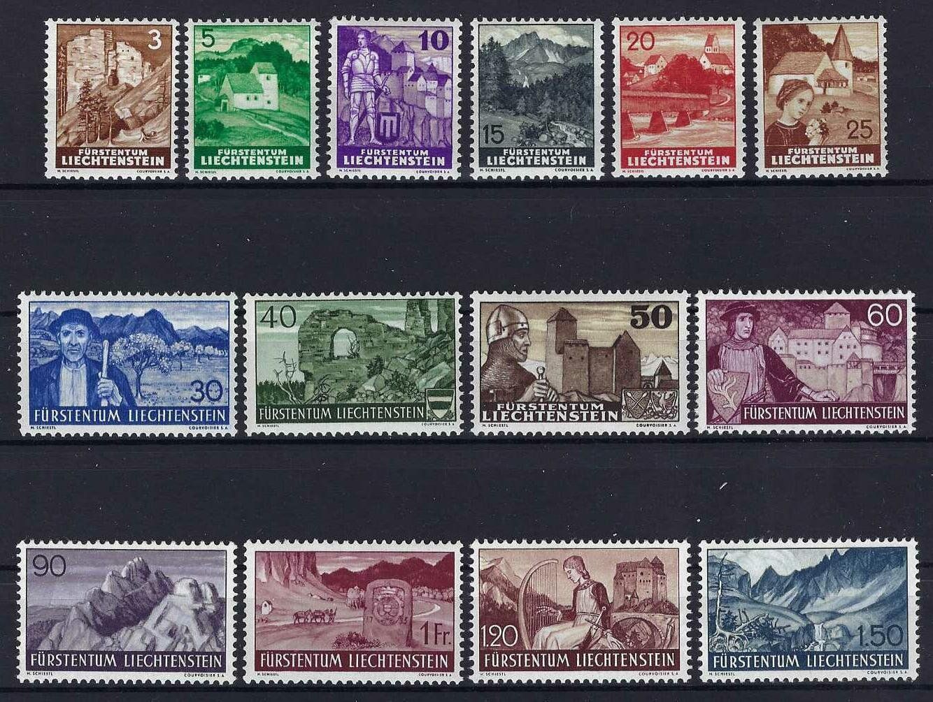 Tutti i francobolli: Lichtenstein Serie 1937/38 saubere werte postfrisch 105.- – Usato da Hitzkirch venduto da walti1959