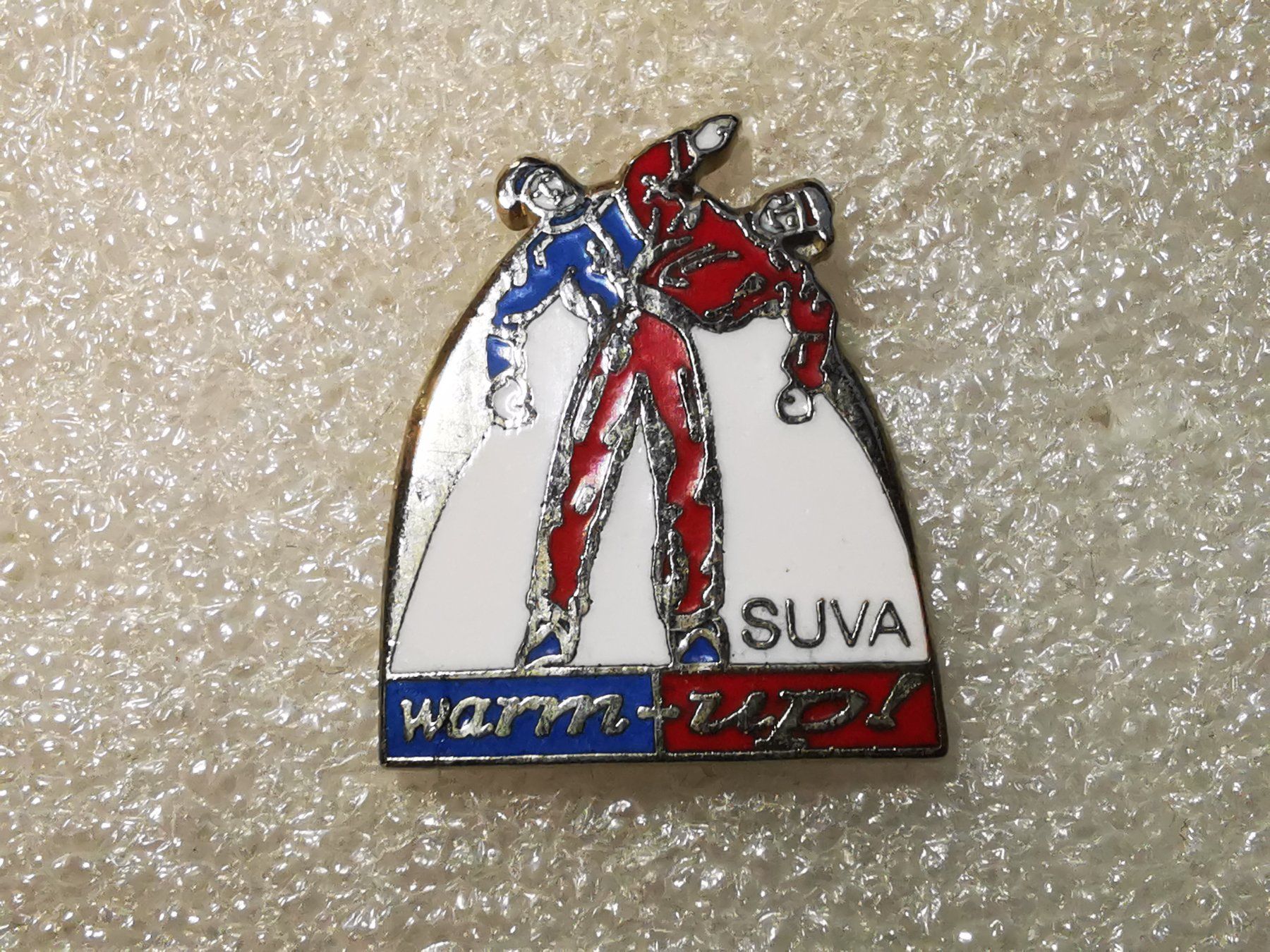 Placchette & Badge: Ansteckpin 21: suva - Warm up gross – Usato da Oppligen venduto da Pin-Fall-Shop