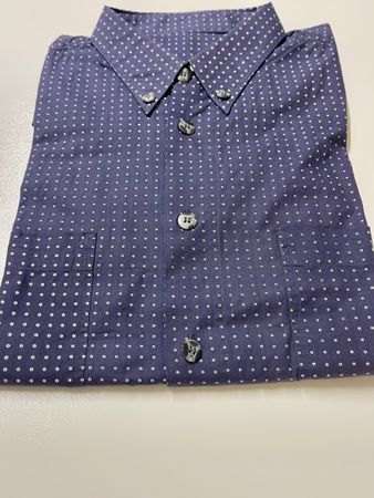 Elegantes Herrenhemd, Dunkelblau mit Punkten, Gr. M