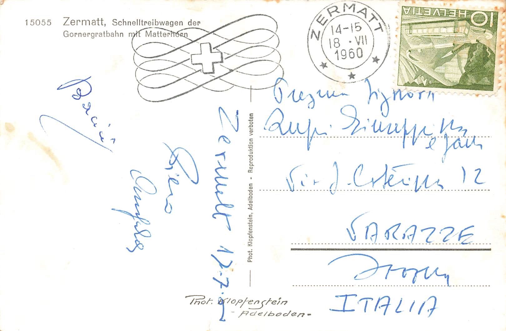 Cartoline postali: Zermatt (VS) Gornergratbahn mit Matterhorn – Usato da Biasca venduto da Blenio71 1