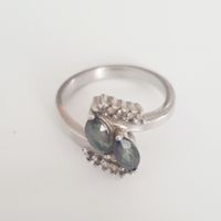 Vintage Silberring mit Mystic Quarz und Zirkonia, Gr. 19 mm
