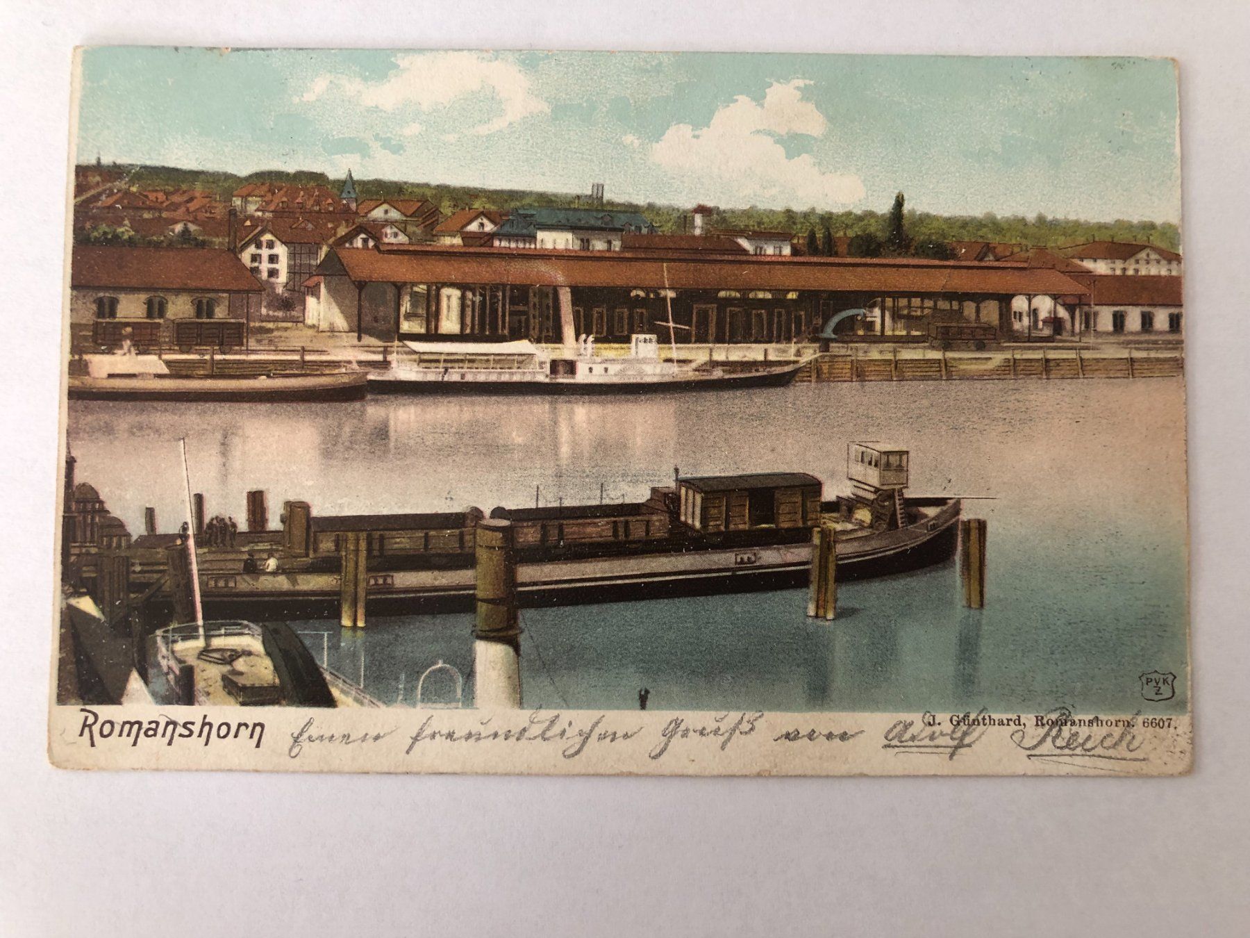 Ansichtskarten: Romanshorn  - (Frachtschiff mit Eisenbahnwaggons) 1902 – Gebraucht aus Pfäffikon ZH von Waltoversand