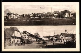 AK Kerzers, Ortsansicht mit Kirche, Straßenpartie