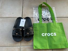 Neue Crocs Classic Slide + Gratis Tasche und gratis Jibbitz