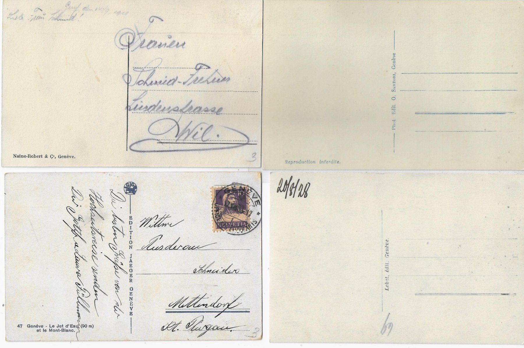 Cartoline postali: 4 AK Geneve Genf – Usato da Ettingen venduto da Kartenplanet 1