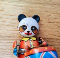 Panda mécanique en tôle vintage batteur