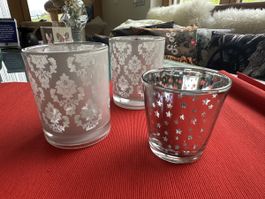 3 Stück Kerzenhalter Kerzenständer Glas marmoriert neuwertig
