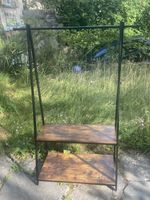 Kleiderständer mit zwei Holzablagen schwarz/braun 70x40x150c